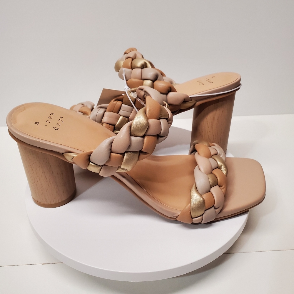 a new day Braided Mules in Gold and Tan